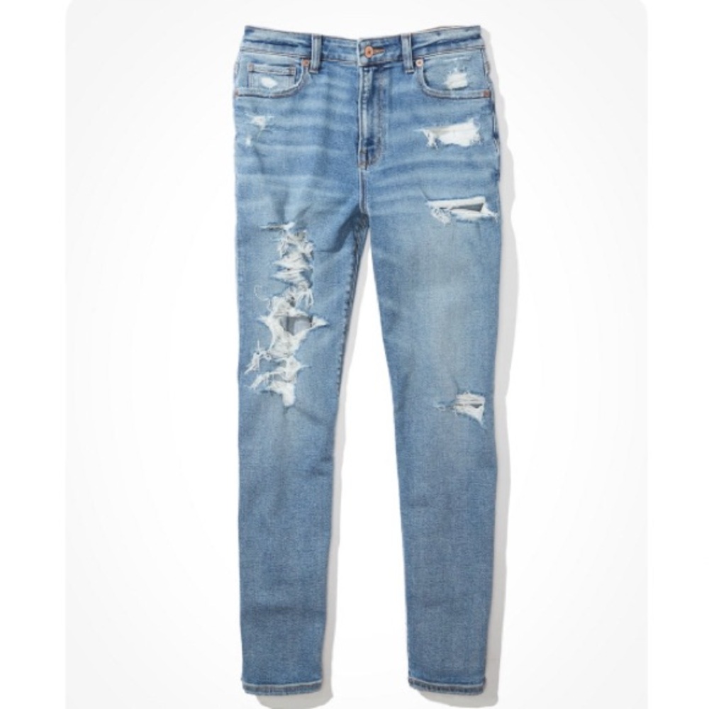 American Eagle Stretch Ripped Mom Jeans